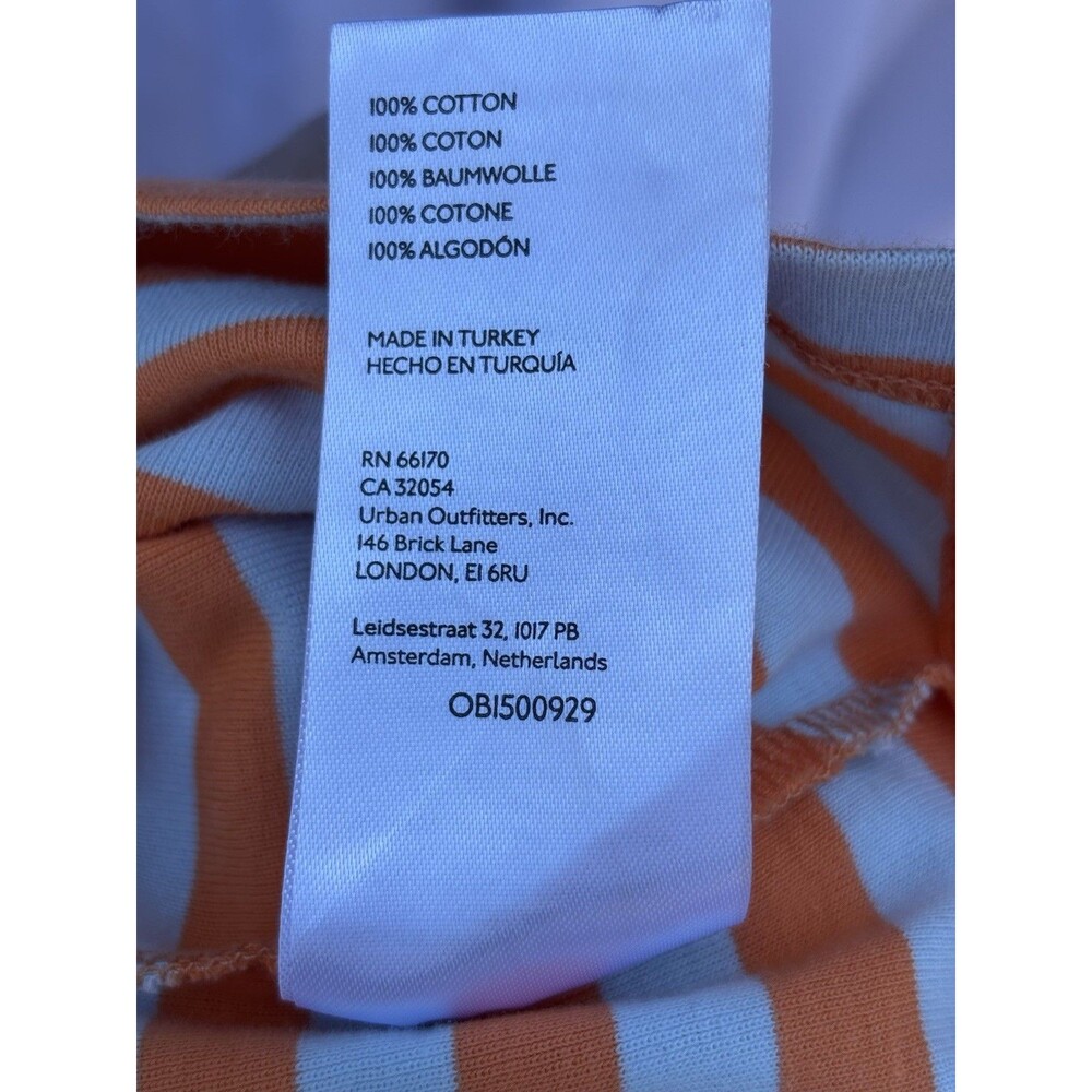 Maeve by Anthropologie Orange/Grey Slvless Crop Top Striped Keyhole Button Back - Picture 5 of 5